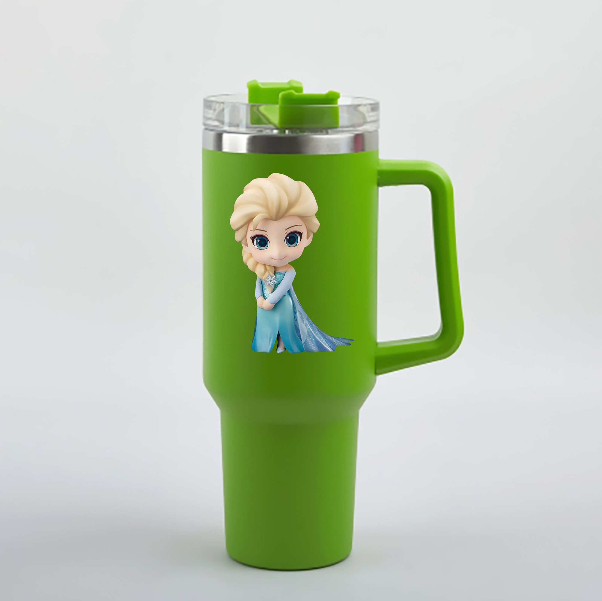 （画像用） アナと雪の女王 アンナ エルサ Frozen Anna Elsa 1200mL車用タンブラー - クリスタルステッカー（プラスチックストロー付き）
